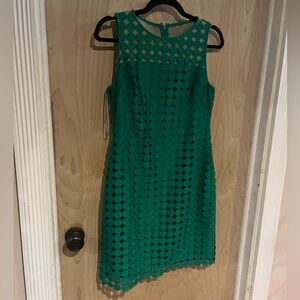 Ralph Lauren Green Sheath Mini Dress Mock Neck Sleeveless